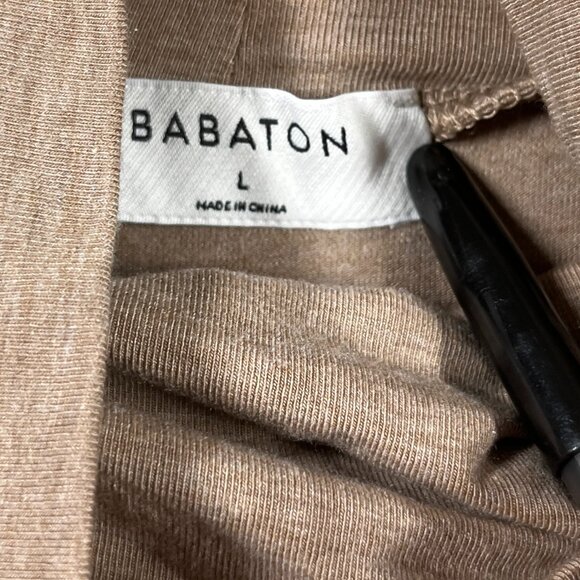 Babaton Long Sleeve Shirt Womens Sz Large Nude Turtleneck Everyday Soft Stretch - Picture 5 of 9